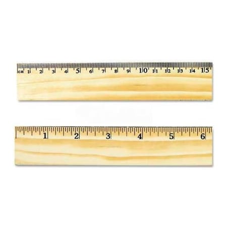 Universal Flat Wood Ruler w/Double Metal Edge, 12", Clear Lacquer Finish UNV59021***